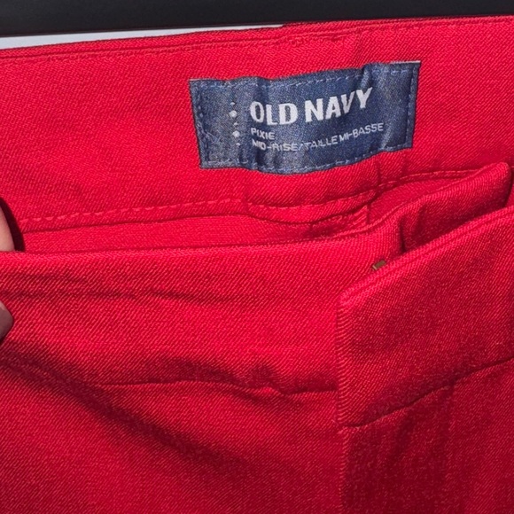 NWT Old Navy Bright Red Mid-Rise Pixie Full Length Trouser Pants Women’s Size 10 - Picture 3 of 6